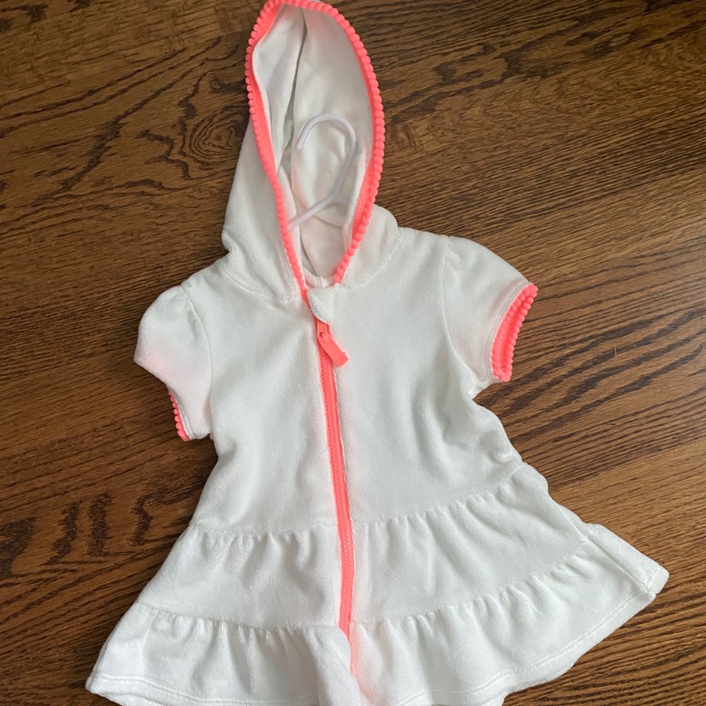 White terry toddler zip up hoodie dress, 18mo
